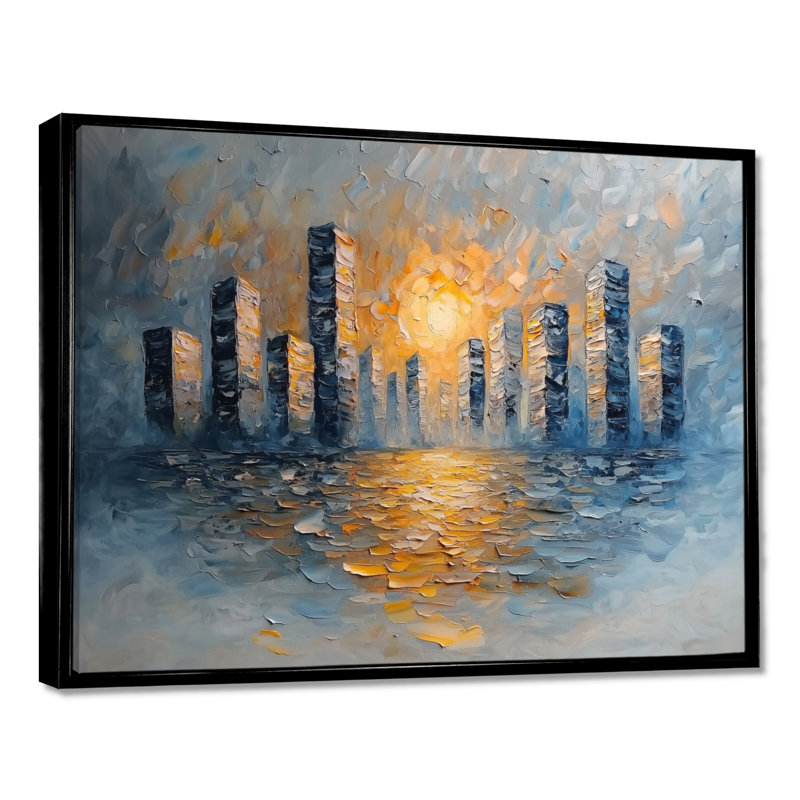 Ilirjan - Abstract Wall Art, H 30 po x l 40 po, Noir, Cadre flottant
