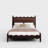 Ines Wood Bed Frame with Upholstered Headboard - Vegan Leather Upholstery-449762894-446306939