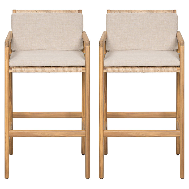 Ensemble de 2 tabourets de bar en bois Marcella
