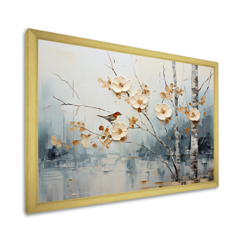 " Birch Woods Ethereal Elegance II ", Gold Picture Framed, 24" H x 32" W x 1" D