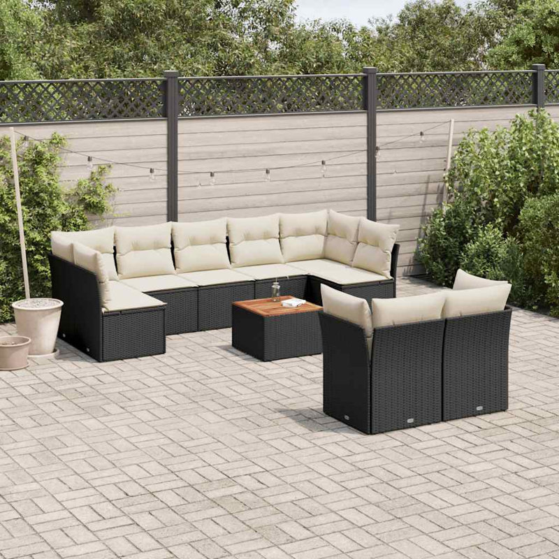 Ensemble de canapé de jardin Vidaxl noir, blanc crème
