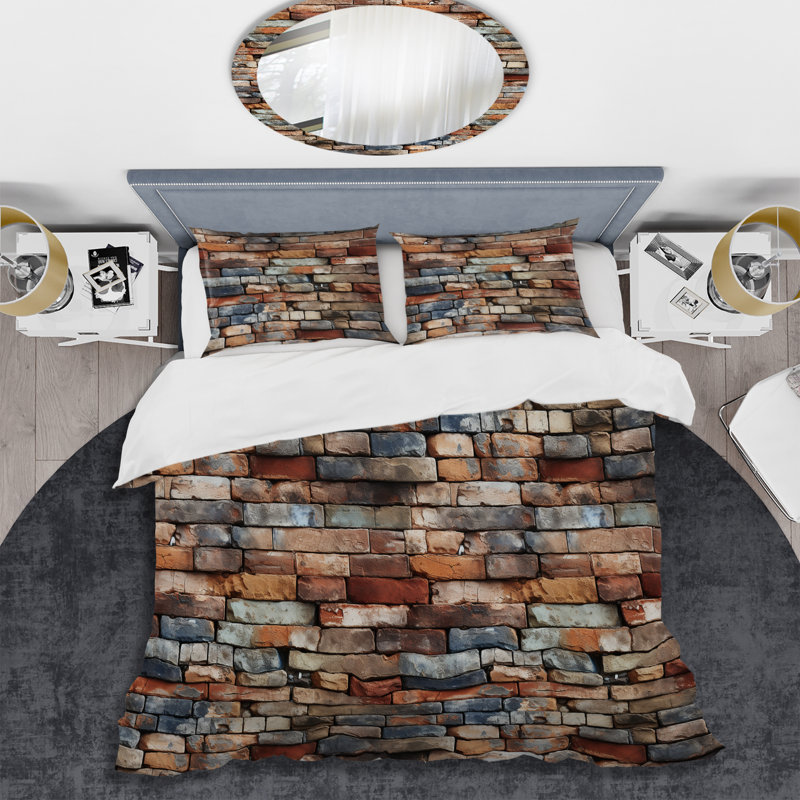 Brick Wall Elegance - Ensemble de housse de couette en brique - Microfibre de polyester