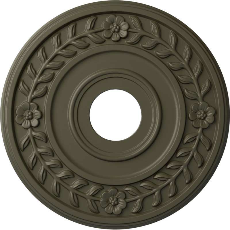 Médaillon de plafond Endurathane Medea, DO 16 1/2 po x P 1 1/2 po (convient aux auvents jusqu'à 5 1/2 po), finition laiton peinte à la main