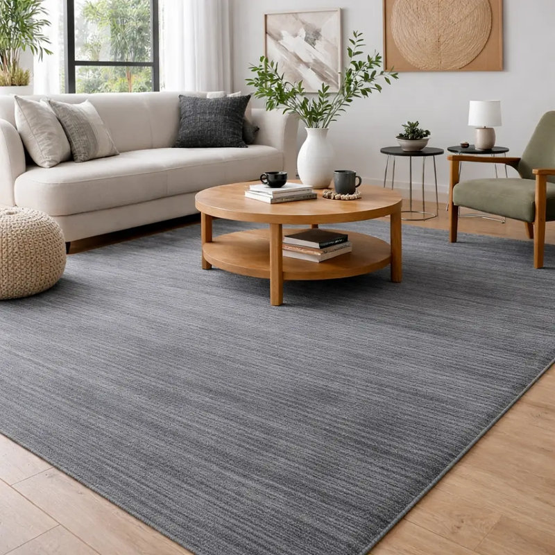 Tapis tissé à la main | Tapis en laine et bambou en soie moderne | Tapis d'intérieur argenté 9 mm, Rectangulaire 8 pi x 10 pi