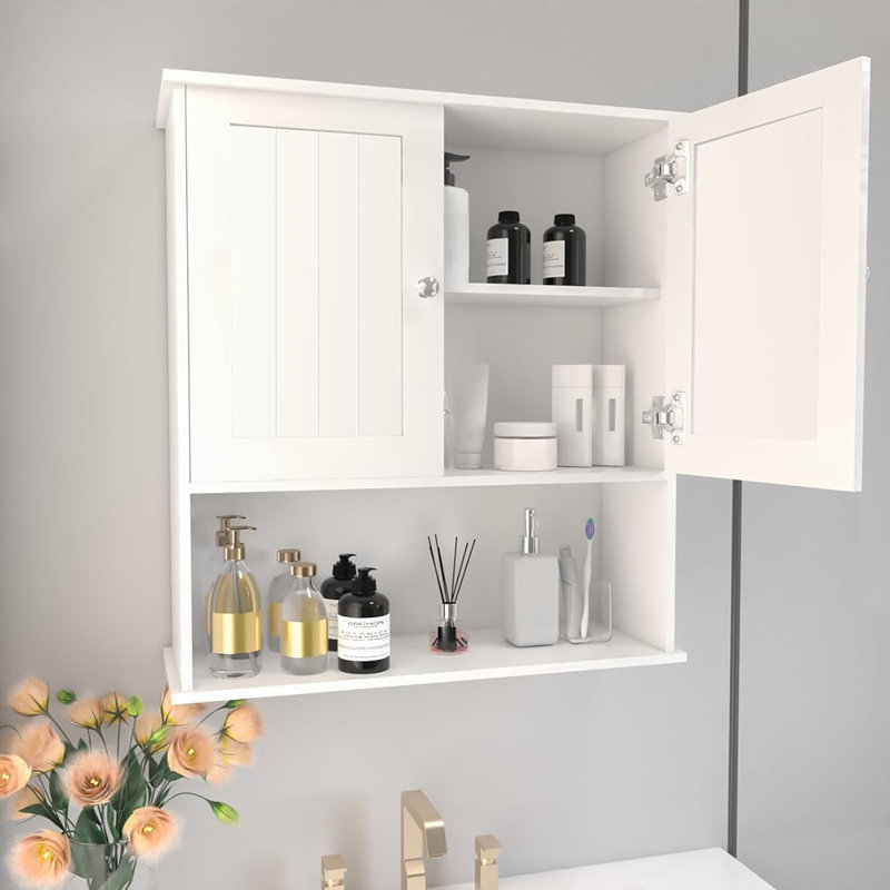 Armoire de salle de bain murale avec portes en verre