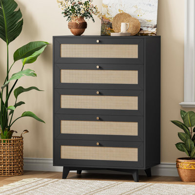  Commode 5 tiroirs en rotin