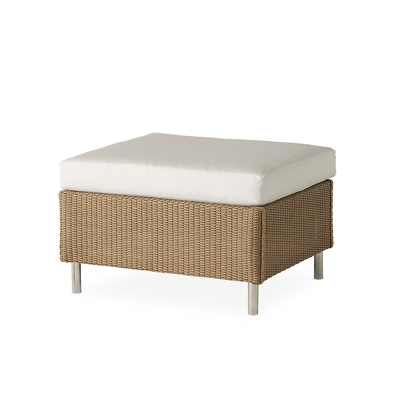Visions Outdoor Ottoman, Canvas Natural, White