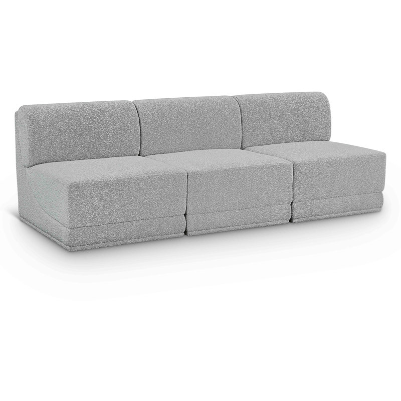 Ollie 90" Upholstered Sofa, Grey Boucle Fabric