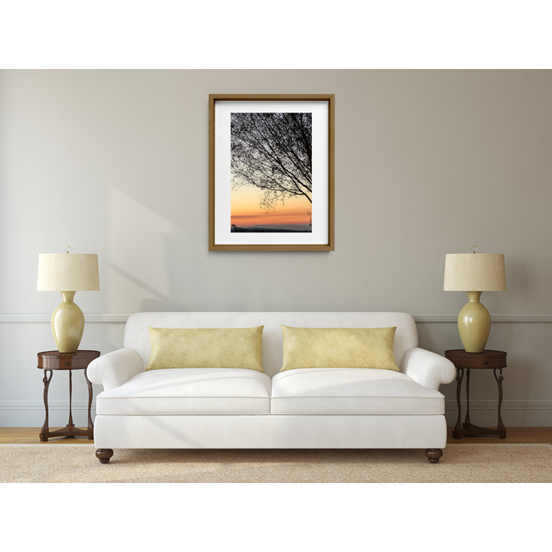 Sunset Tree Print by Joseph Regan, 26" H x 22" W x 0.75" D, Walnut