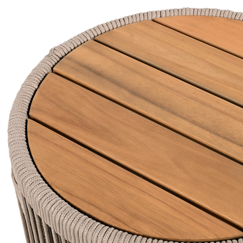 Table d'appoint en bois avec corde pour balcon et jardin - aspect rustique, support de 175 lb, fonctionnelle pour patio facile à nettoyer, poids de 10,6 lb, installation simple