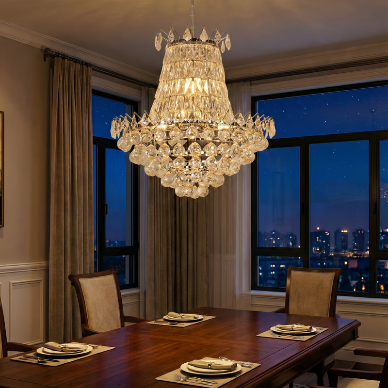 Bernhard 6 - Light Dimmable Empire Chandelier with Crystal Accents, 24.5" H x 23.6" W x 23.6" D