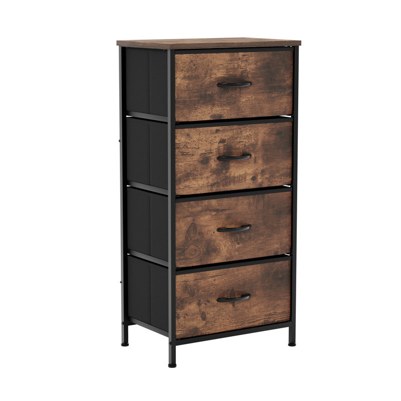 Chorley 4 Drawer Fabric Drawer Chest, Rustic Brown, UKFR Certified