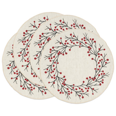 Red Berry Collection No Pattern Square Placemat