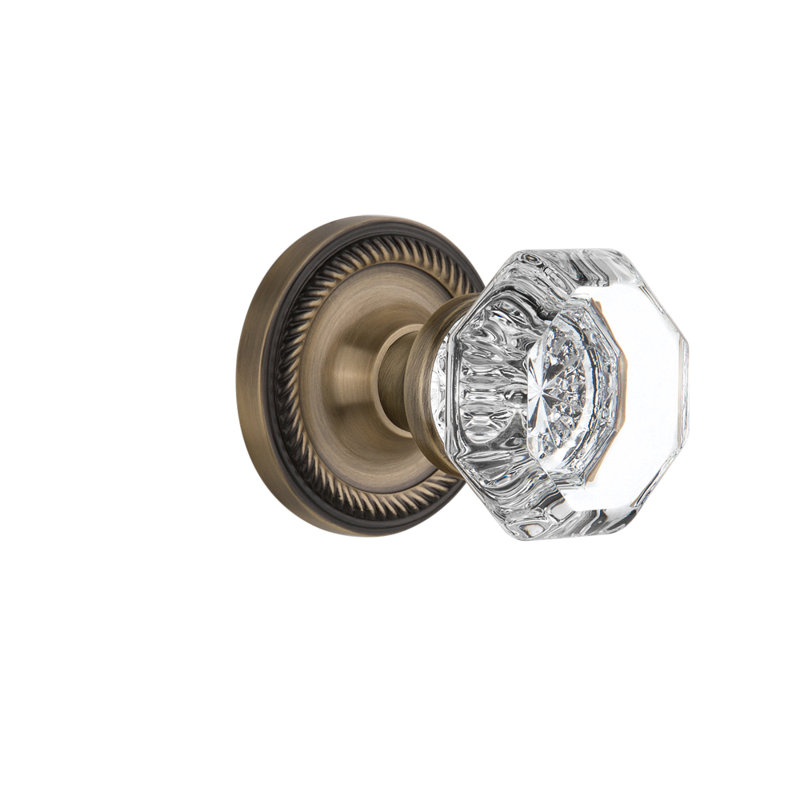 Rope Rosette with Waldorf Door Knob, Antique Brass, 2-3/4”