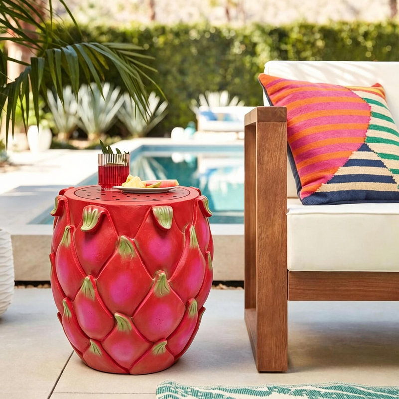 Table d'appoint fantaisie en résine Dovarix, Dragon Fruit