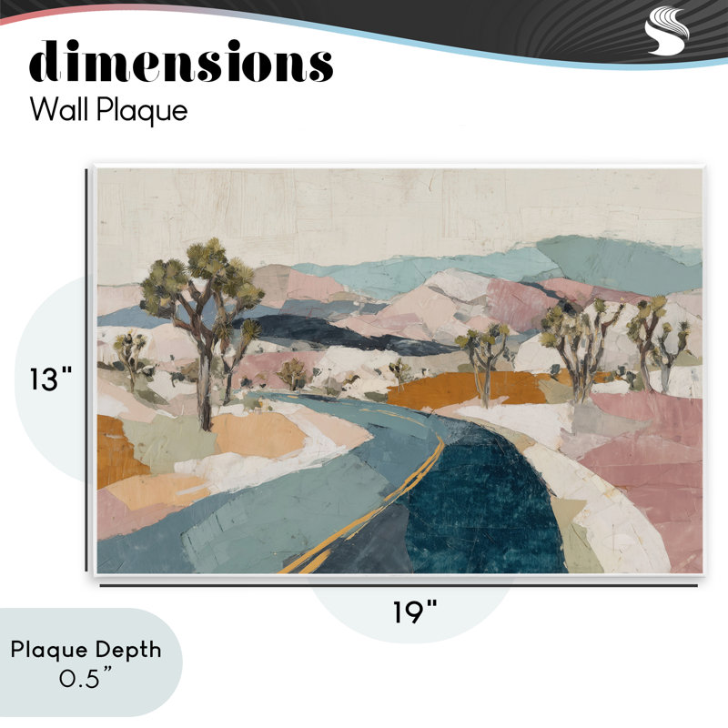 Plaque murale désertique désert à travers les arbres de Josué, design par Chromatique Tempête Studio, 13 x 19