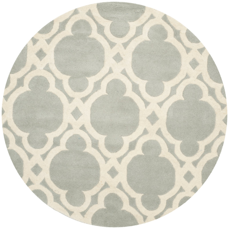 Carolene Hand Tufted Wool Geometric Rug, Round 5'