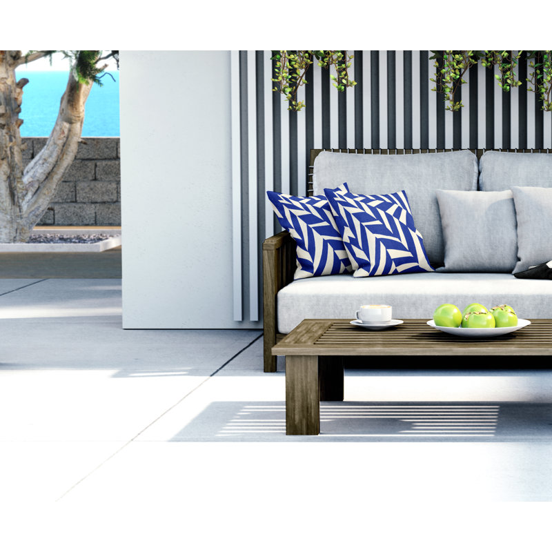 Jeté carré en polyester intérieur / extérieur, L 15 po x H 15 po, Bleu marine