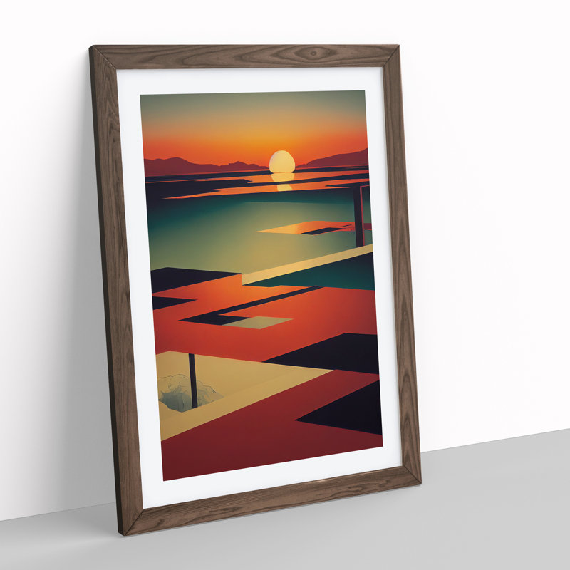 Interesting Abstract Sunset - Single Picture Frame Print, 34cm H x 25cm W x 2cm D, Walnut