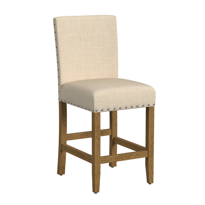Arlene 24" Counter Stool with Nailheads, Flax Solid