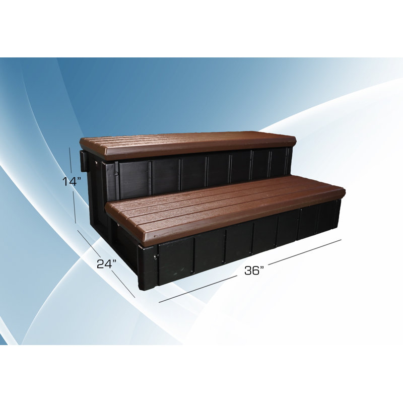 Espresso 36" Plastic Storage Spa Steps with Hidden Compartment