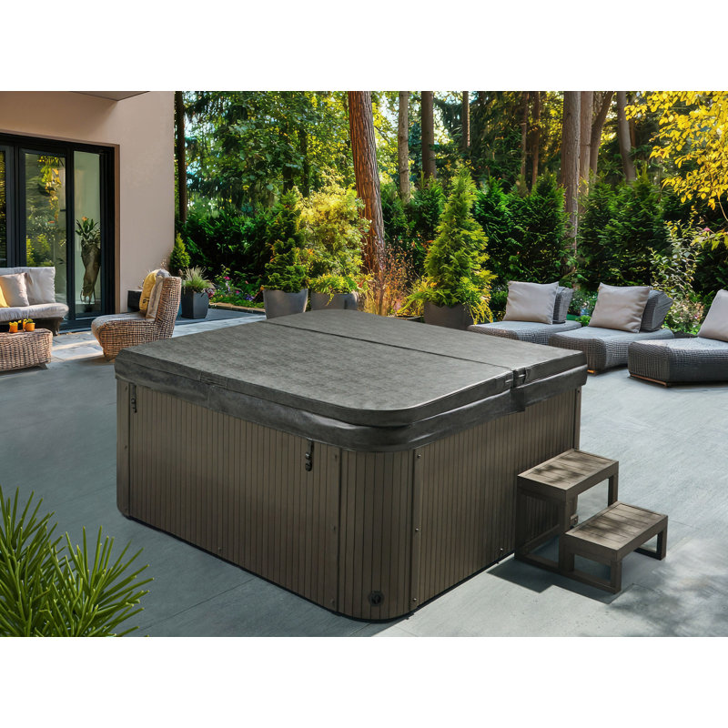 Ebern Designs VILLARRICA 7895 Volt 7 Person 55 - Jet Square Hot Tub in Brown