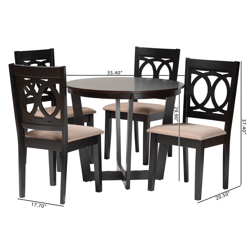 Hershel Baxton Studio Kara Modern Sand Dark Brown Finished Wood 5-Piece Dining Set, Tan