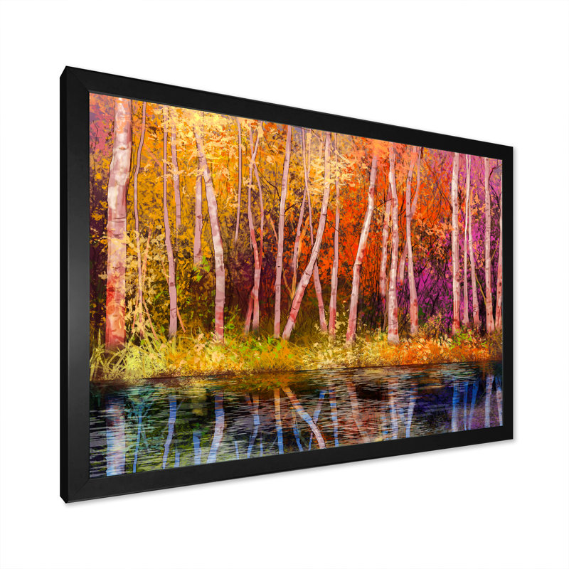 «Abstract Autumn Forest By The Late IV», reproduction sur toile flottante, Cadre noir, H 8 po x l 12 po x P 1 po