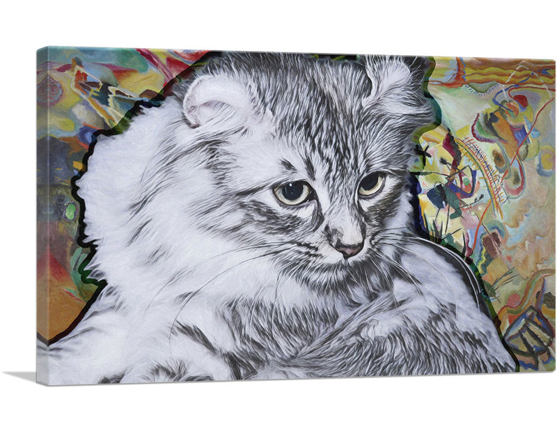 «American Curl Cat Breed», reproduction d'art sur toile tendue multicolore, H 18 po x l 26 po x P 1,5 po