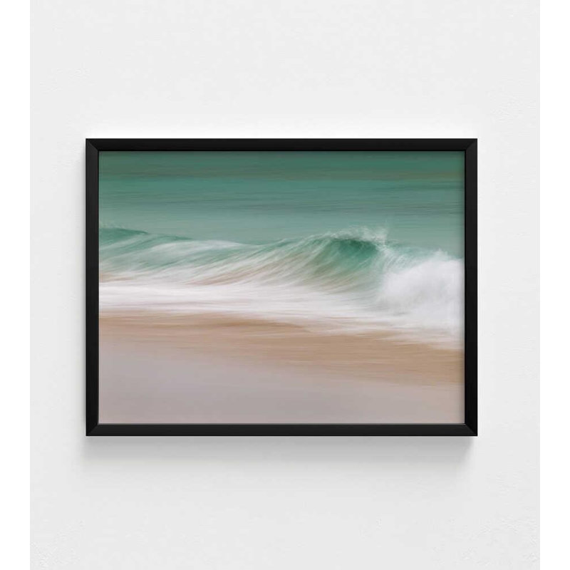 Impression d'art mural Wave: conception côtière - options de cadre en bois, H 24 po x l 32 po, Framed Print without Mat, Noir