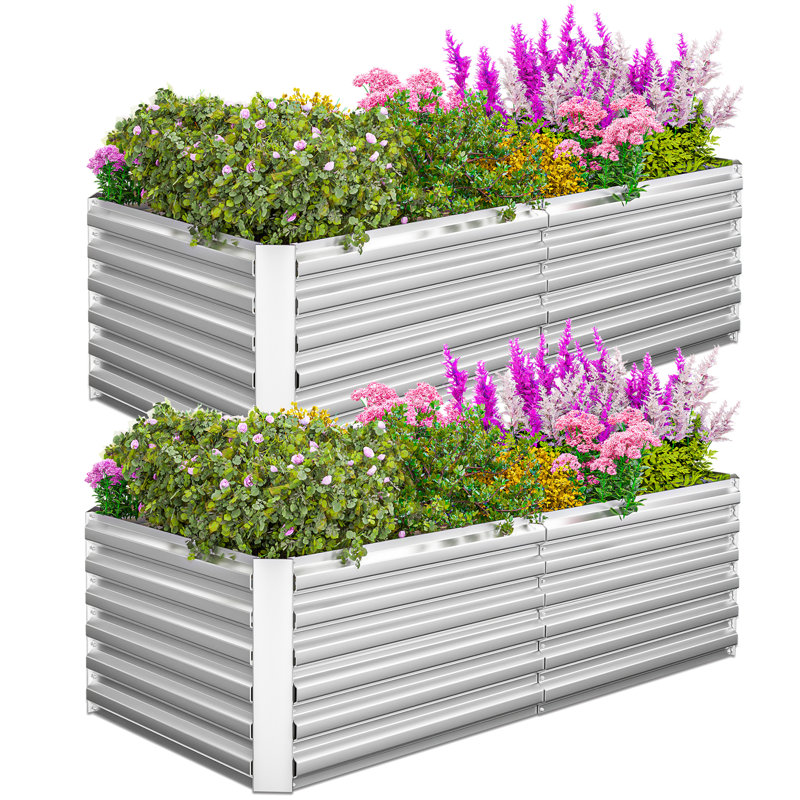 Boîte à fleurs en acier galvanisé Otakar, Argent