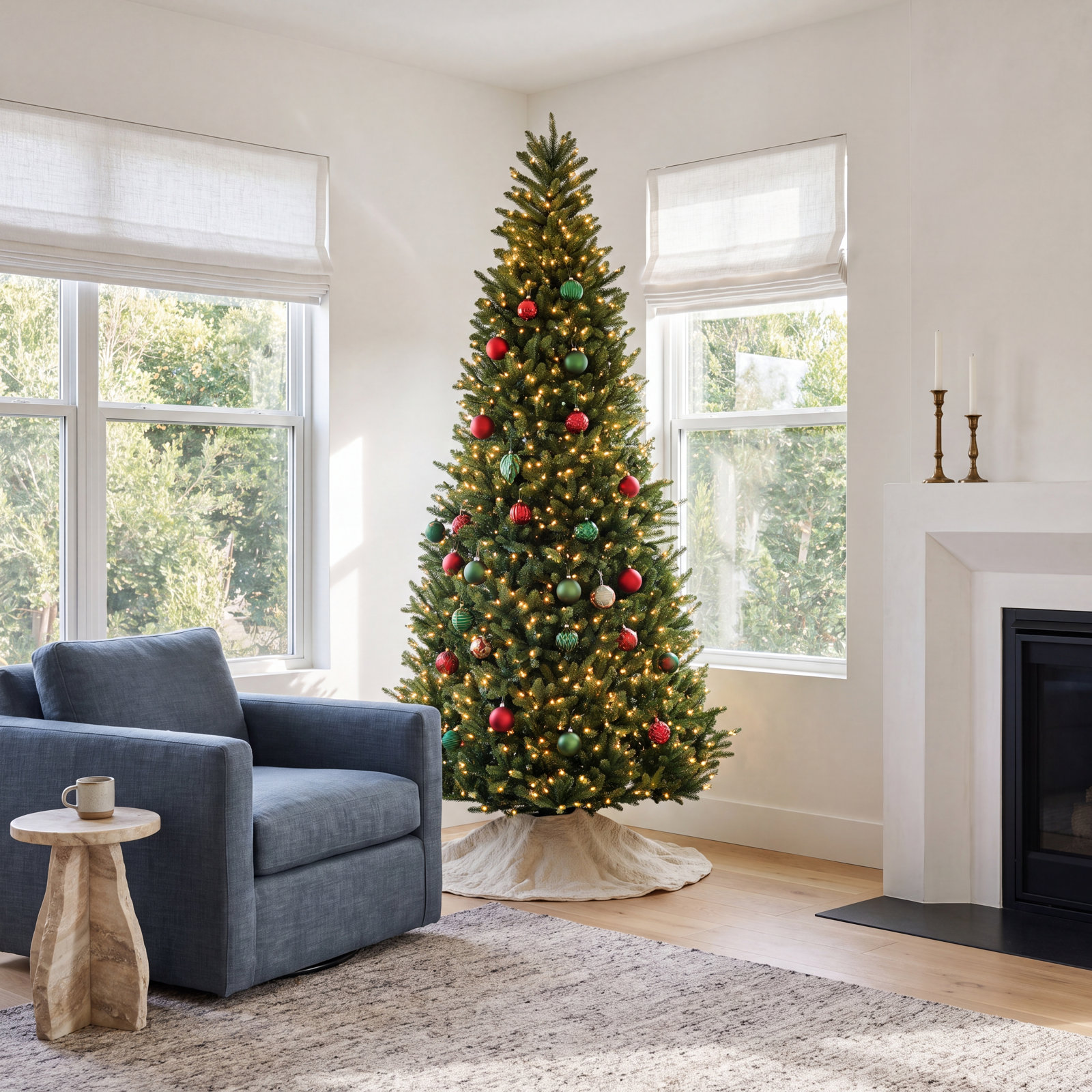 Fraser Flocked 12' Pre-Lit Fir Christmas Tree
