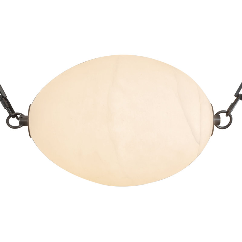 Mineral 5-Light Brass dimmable LED Chandelier, Alabaster, Oil Rubbed Bronze