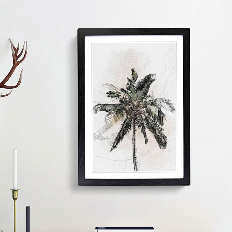 Cuban Palm Tree in Abstract - Picture Frame Graphic Art Print, 65cm H x 48cm W x 2cm D, Black Framed