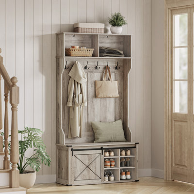 Hall Tree 41.7'' Wide With Bench And Shoe Storage