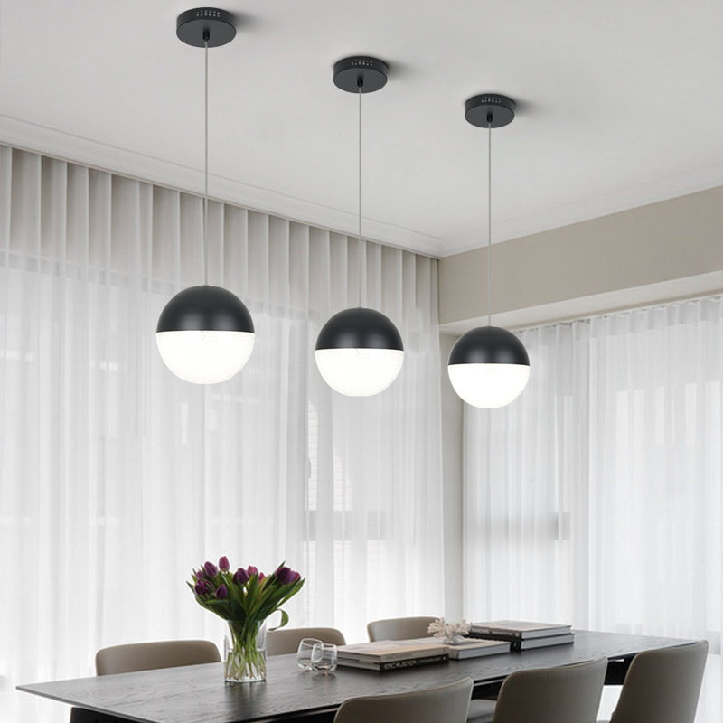 Luminaire suspendu sphère 1 lumière DEL Cobden, Noir