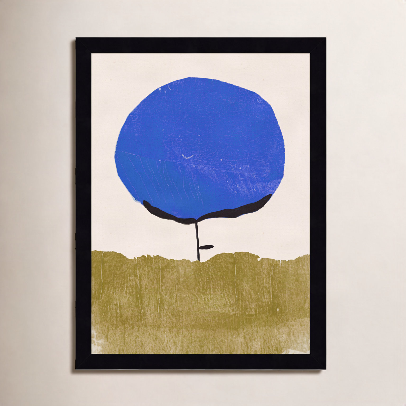 Blue Flower Print by Alisa Galitsyna, 17" H x 13" W, Black