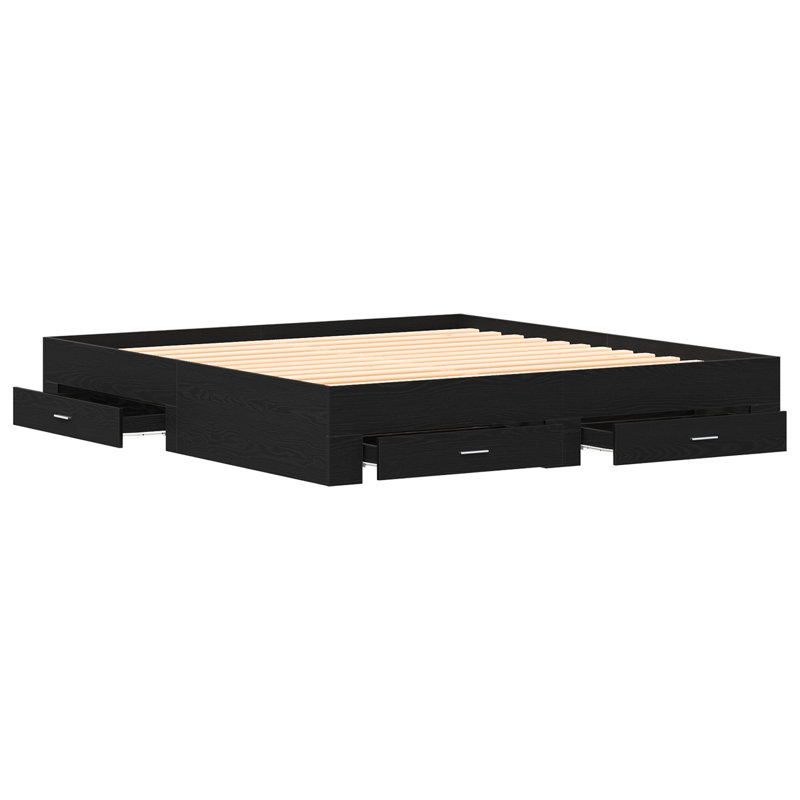 Bed Frame With Drawers Engineered Wood, Black Oak, Super King (6')