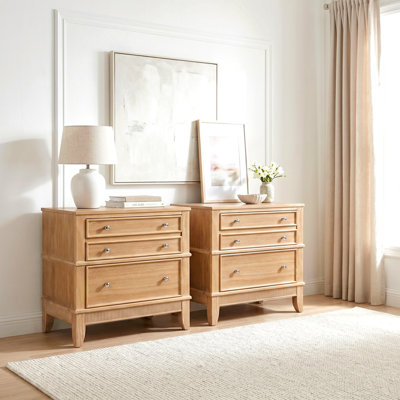 3-Drawer Farmhouse Style Fully Assembled Wood Nightstand SideTable