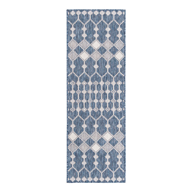 Tapis extérieur bleu Traliccio, Tapis de couloir 2 pi x 6 pi