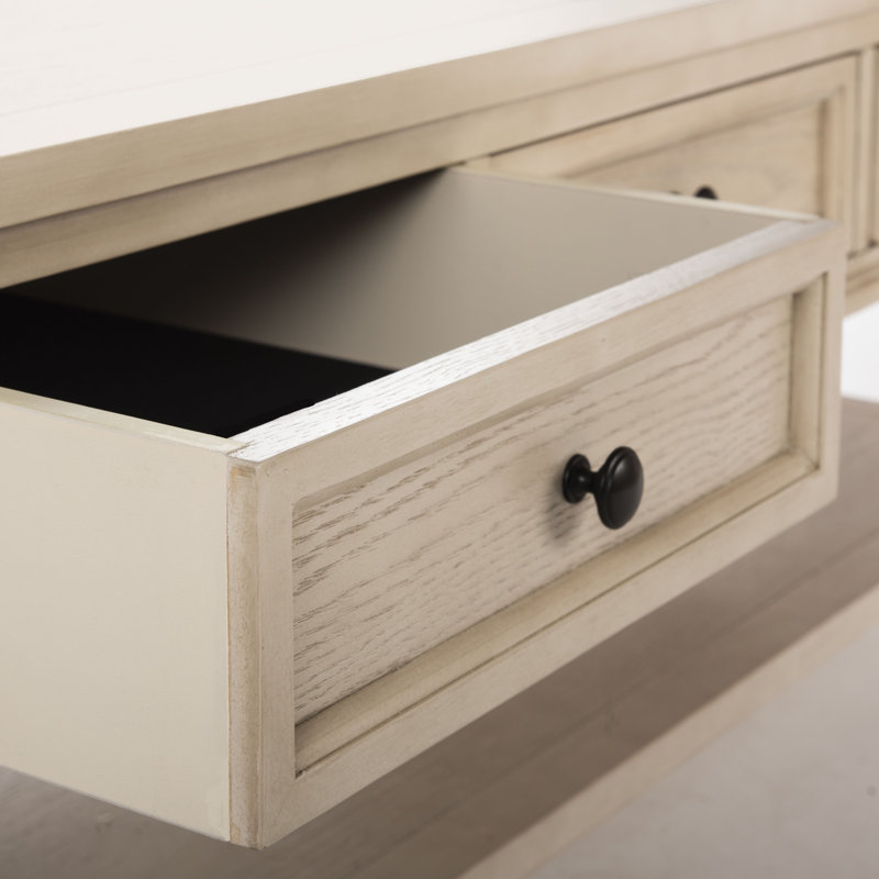 Table basse avec rangement Samira, Blanc délavé