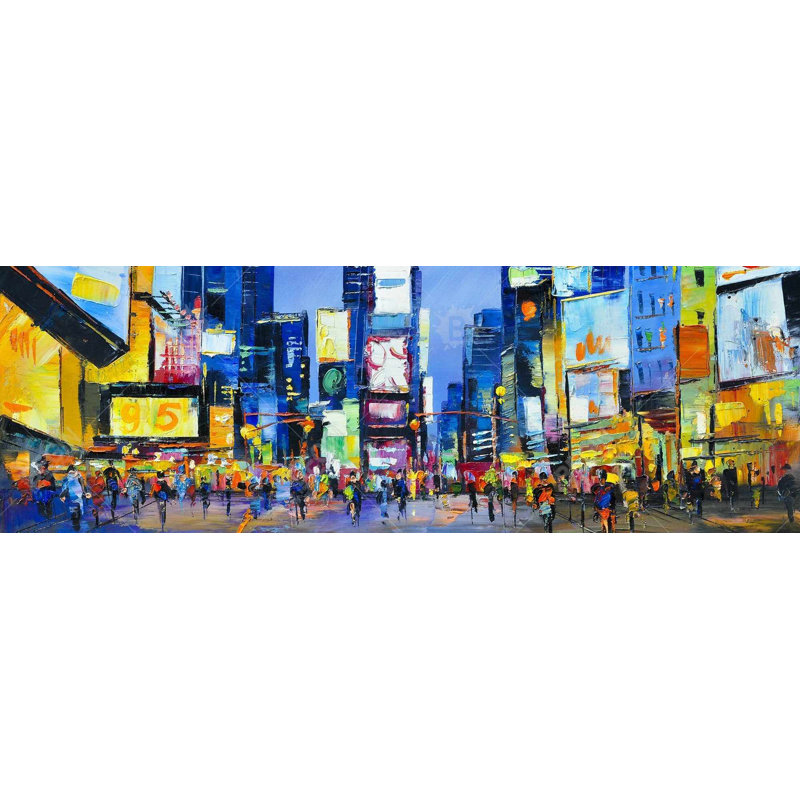 Toile carrée rétro avec paysage urbain rétro | Art mural Home Decor