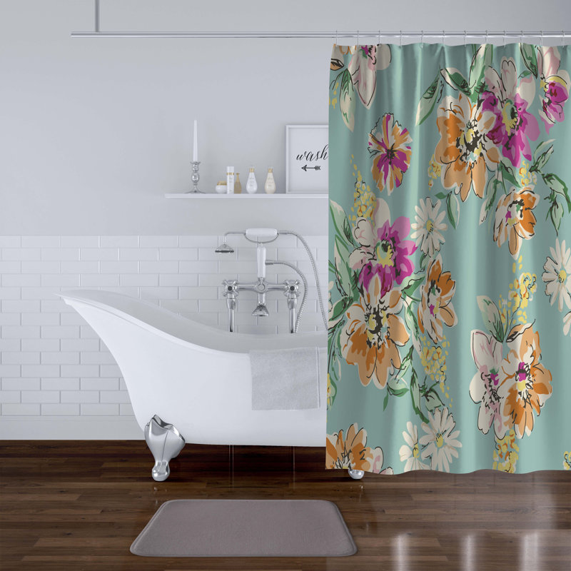 Rideau de douche simple à motif floral Betselot, H 70 po x l 71 po