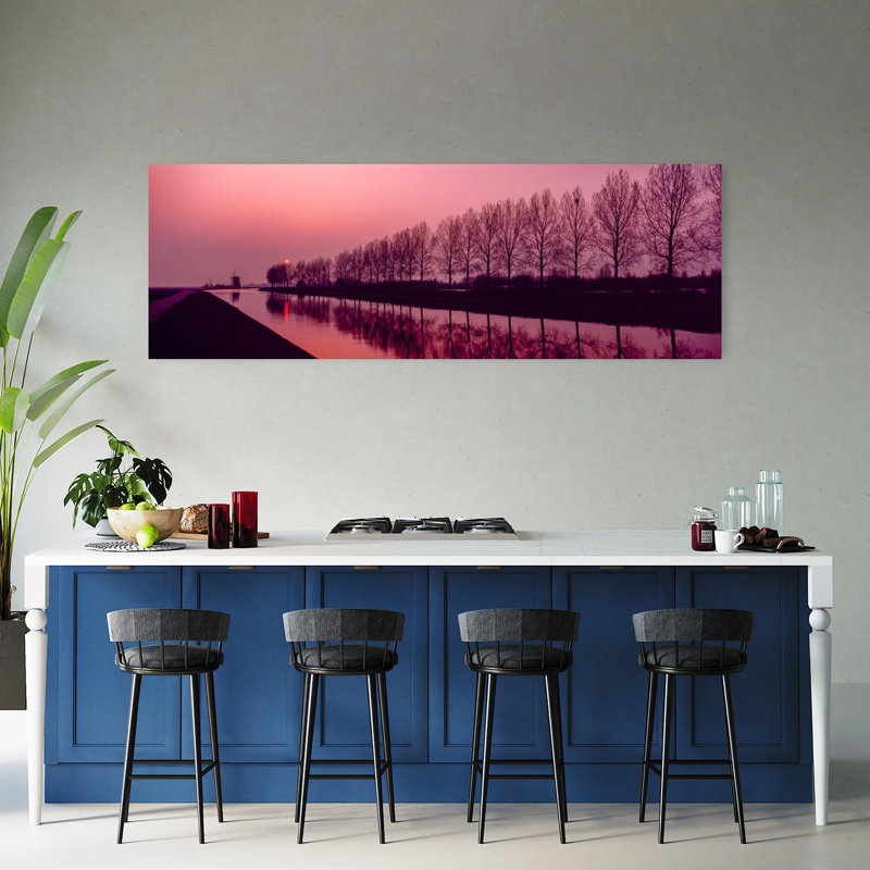 Coucher de soleil à Purmerend, Pays-Bas, art abstrait contemporain coloré, art mural, H 20 po x l 60 po