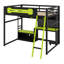 Lit mezzanine en bois avec bureau, tablettes, lumières DEL, ports USB et panneau perforé-808668907