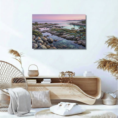 Ensemble de 1 tableau sur toile représentant un paysage côtier