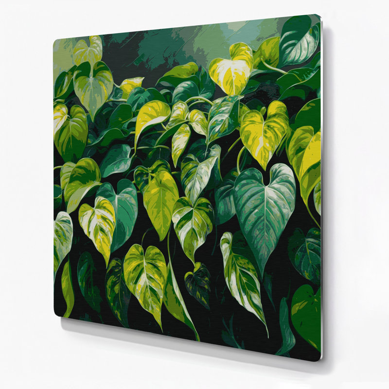«Botanical Pothos», art mural en métal vert, H 96 po x l 96 po x P 0,05 po