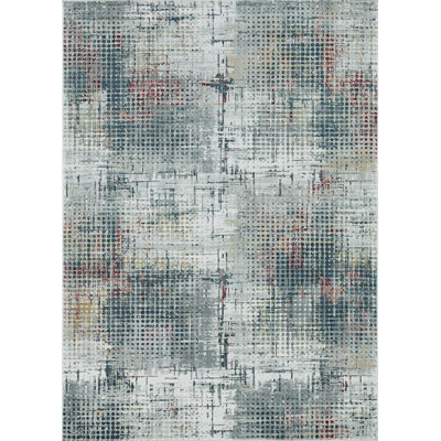 Tapis gris tissé à la machine Mehfooj