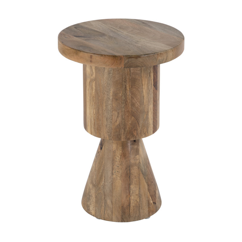 Eleeza 15 in. W Round Solid Wood Abstract Pedestal Base Side Table