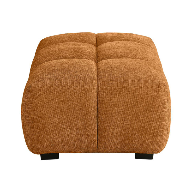Rectangular Upholstered Tufted Ottoman With Block Legs In Orange